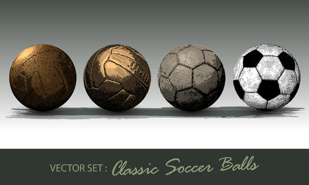 Classic soccer balls engraved collection vector objectのイラスト素材