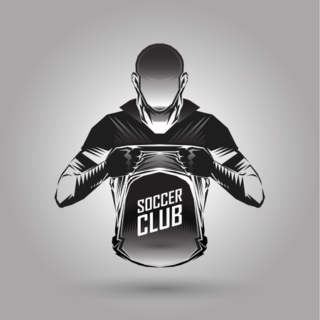 soccer player emblems symbol on gray backgroundのイラスト素材