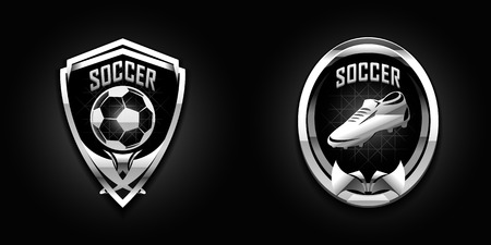 soccer chrome emblems design on dark backgroundのイラスト素材