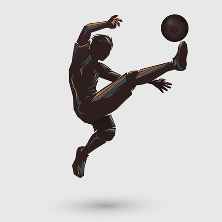 soccer player jumping kick retro color designのイラスト素材