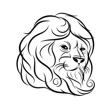 hand draw lion head outline design on gray backgroundのイラスト素材
