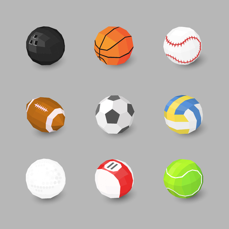 Sport ball icons set on gray backgroundのイラスト素材
