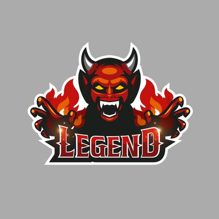 Devil logo for Sport and esport isolated on gray backgroundのイラスト素材