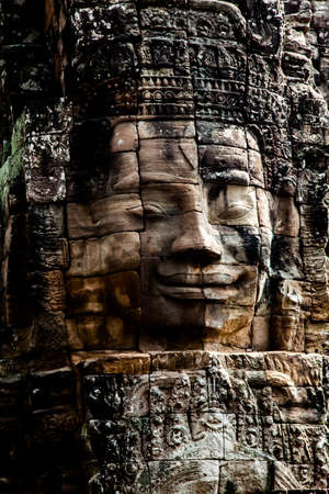 The Bayon is a temple at Angkor in Cambodia with the huge faces of Jayavarman