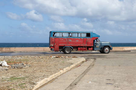 Baracoa, Cuba 20.12.2018 Local bus or gua guas with passengersのeditorial素材