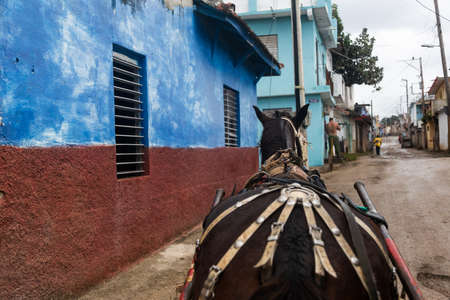 Trinidad, Cuba 16.12.2018 Horse and cart in the streets of Cuban townのeditorial素材
