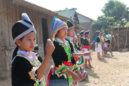 Luang Namtha Laos 12/24/2011 Hmong children in tribal region of northwest Laosのeditorial素材