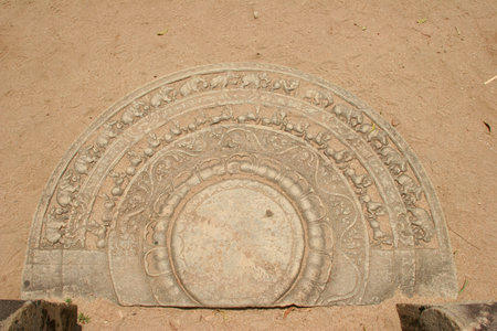 Polonnaruwa Sri Lanka Ancient ruins. mandala with elephants at door way entrance . High quality photoの写真素材