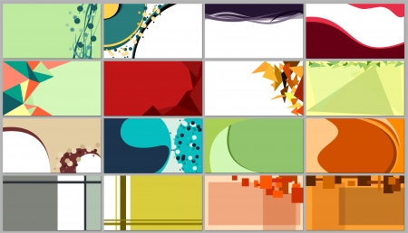 Different backgrounds for business cards, bottom and top, in many different colors, 16 in set のイラスト素材