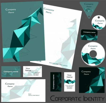 Corporate identity template  Editable set  Design including business paper, cards, ID, CD, envelope and key chain  Illustration のイラスト素材