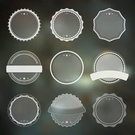 Set of vector badges in retro, vintage style on the green backgroundのイラスト素材