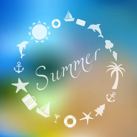Set of vector icons Contain summer holiday travel and vacation thingsのイラスト素材