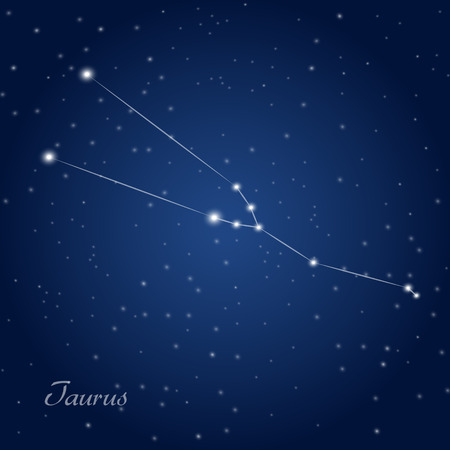 Taurus constellation zodiac sign at starry night skyのイラスト素材