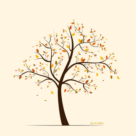 fall, autumn background with colorful leaves on tree