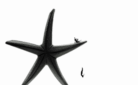 Jump down a starfishの写真素材