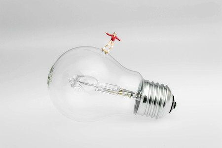 skater on a light bulbの写真素材