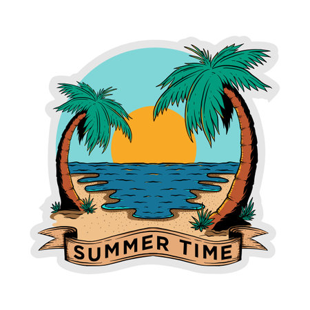 Shirt design beach floral surfing Premium Vectorのイラスト素材
