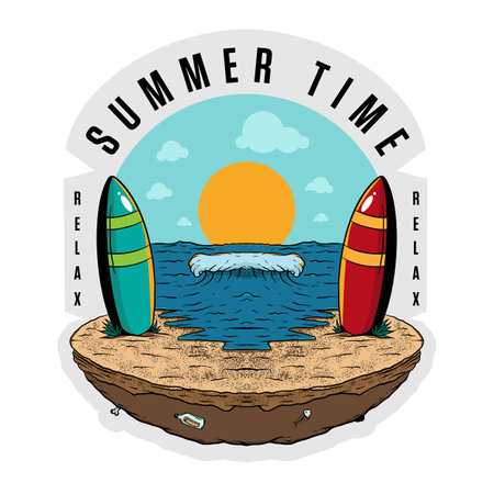 Shirt design beach floral surfing Premium Vectorのイラスト素材