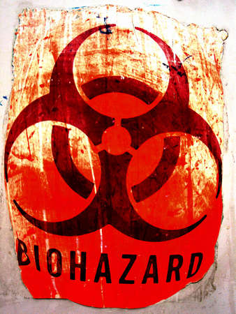 A grungy-looking biohazard warning signの写真素材