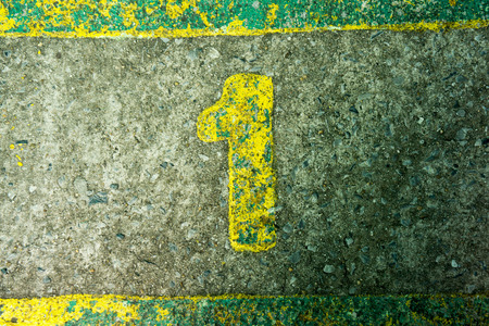 Number 1 on the concrete floorの写真素材