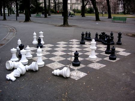 Oversized chess set in a park in Geneva, Switzerland