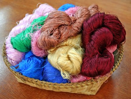 Spools of silk thread