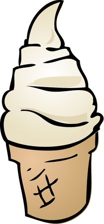Soft serve ice cream cone illustration clipartの写真素材