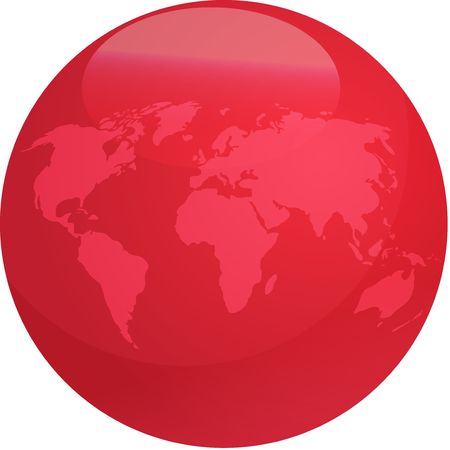 Map of the world in glossy colored sphereの写真素材