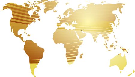 Map of the world illustration, with abstract curved linesの写真素材