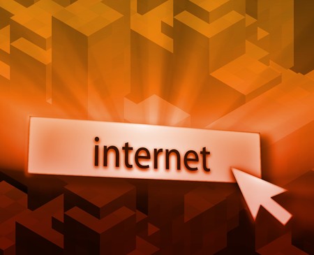 Internet button, illustration clicking on web technology