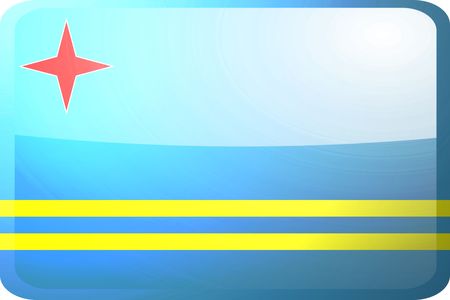 Flag of Aruba, national country symbol illustration glossy button iconの写真素材