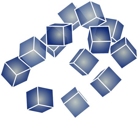 Abstract illustration of round floating cube shapes