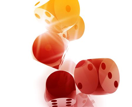 Rolling dice illustration, glossy metal chrome style