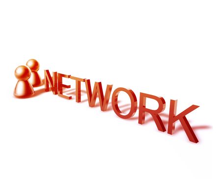Network online word graphic, with stylized people icons