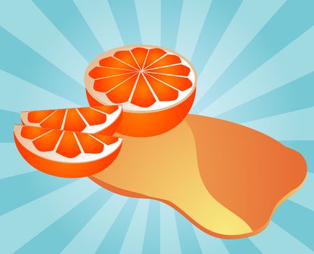 Freshly cut orange fruit with splash of juiceの写真素材