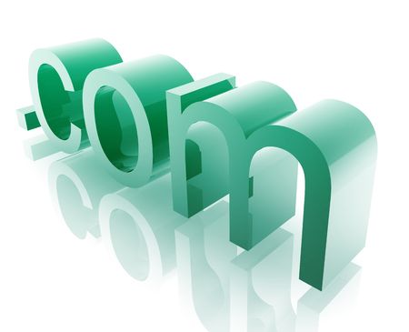 Internet dot com word graphic, with metal chrome styleの写真素材