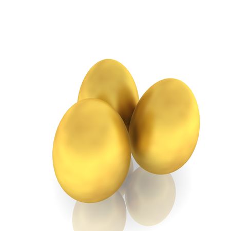 Golden eggs signifying wealth prosperity and savingsの写真素材