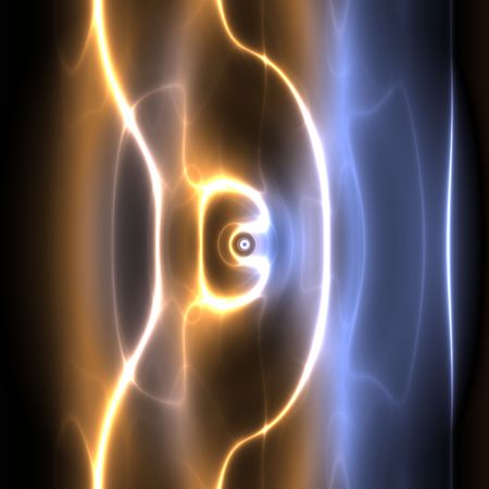 Swirly wavy circular flowing energy and colors, abstract illustrationの写真素材