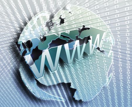 WWW Internet, online digital abstract wallpaper illustrationの写真素材