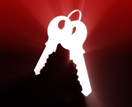 Keys on keyring security access illustration glowing modern concept