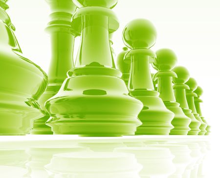 Chess set pieces illustration, glossy chrome metal styleの写真素材