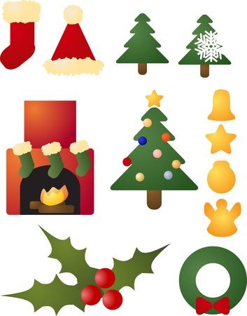 Assorted christmas holiday celebration clipart icon setの写真素材