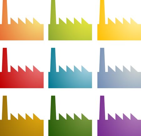 Icon multicolored set of factory industry illustration clipartの写真素材