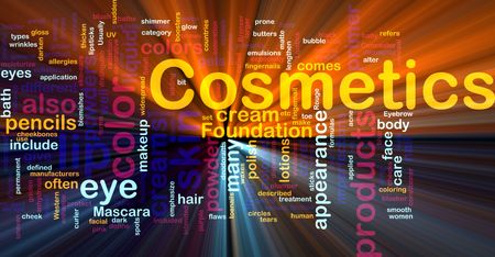 Background concept illustration of cosmetics beauty products glowing light effect の写真素材