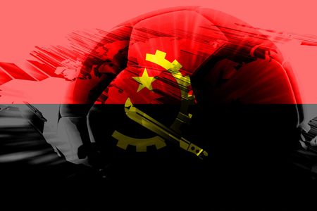 Flag of Angola , national country symbol illustration sports soccer footballの写真素材