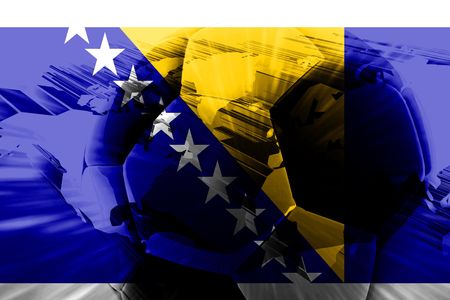 Flag of Bosnia Hertzigovina, national country symbol illustration sports soccer footballの写真素材