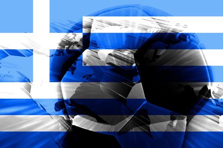Flag of Greece, national country symbol illustration sports soccer footballの写真素材