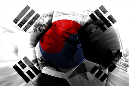 Flag of South Korea, national country symbol illustration sports soccer footballの写真素材