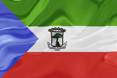 Flag of Equatorial Guinea , national country symbol illustration wavy fabricの写真素材