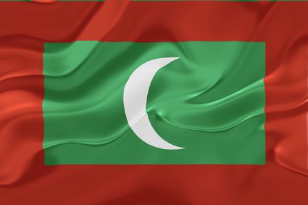 Flag of Maldives, national country symbol illustration wavy fabricの写真素材